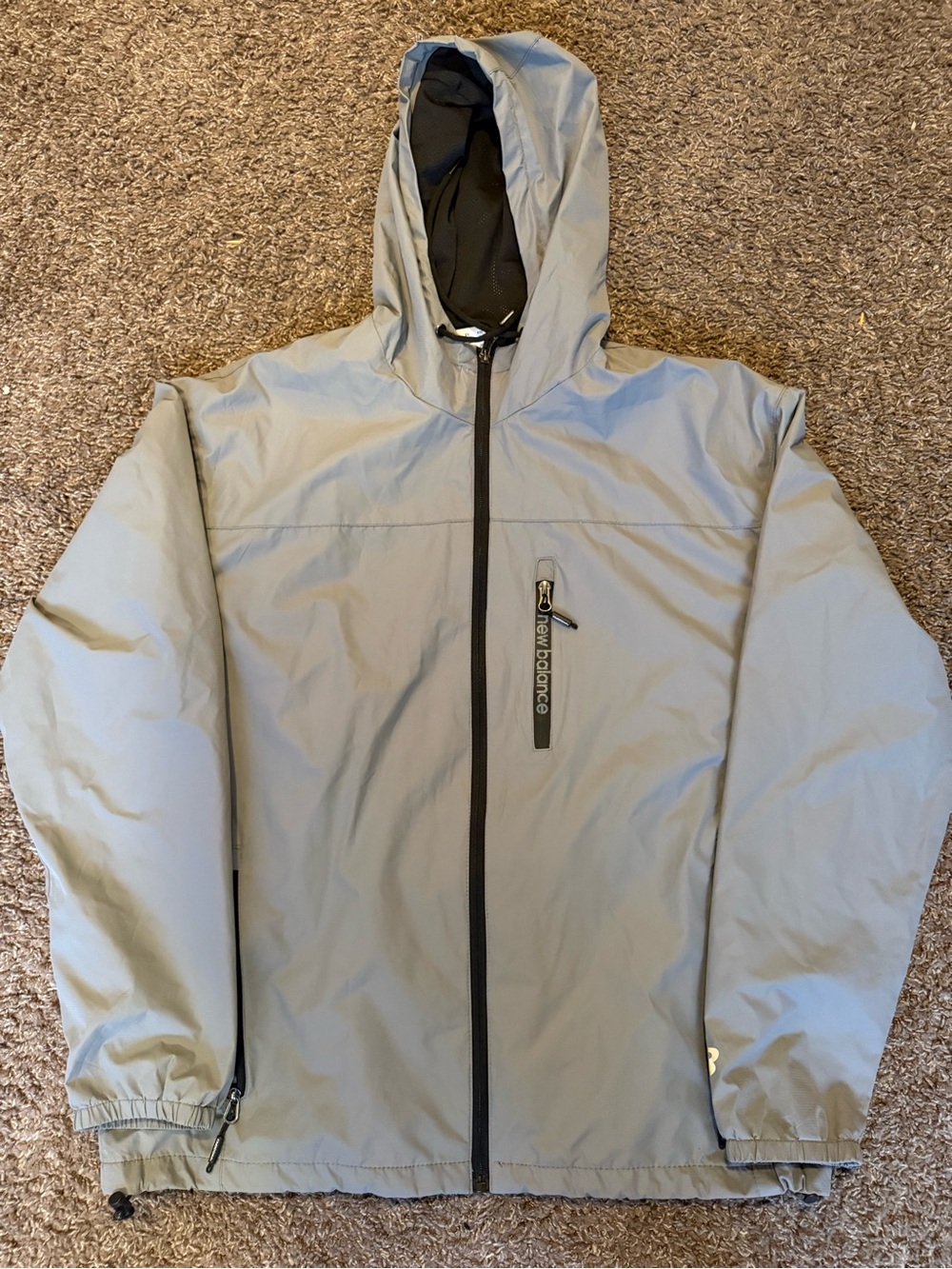 New Balance Men's Light Gray Hooded Windbreaker Jacket